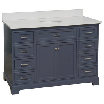 Aria 60" Bathroom Vanity, Marine Gray, Quartz, Single Vanity