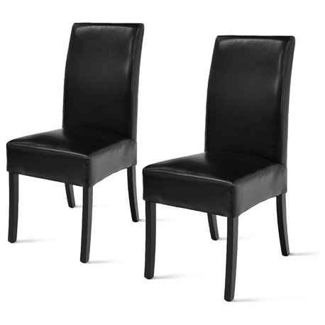 Valencia Dining Side Chair, Black, Split Leather