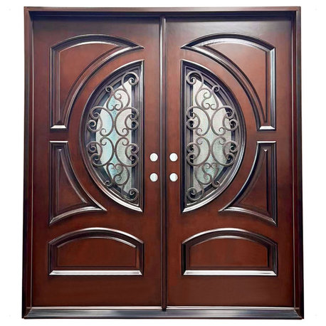 Forever Doors, Exterior Front Entry Composite Double Doors , 72"x80", Right H