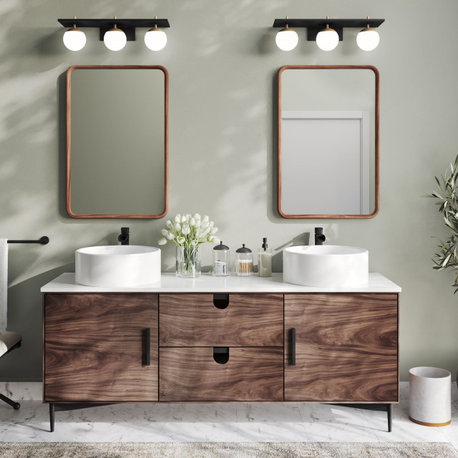 Newton Bath Vanity, Walnut, 72", Double Sink, Freestanding