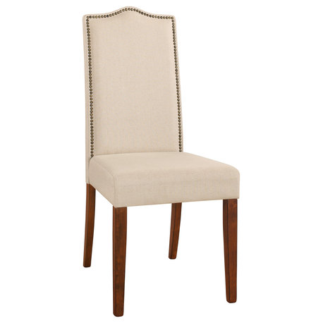 Emily Nailhead Parsons Upholstered Chair, Chestnut/Cream