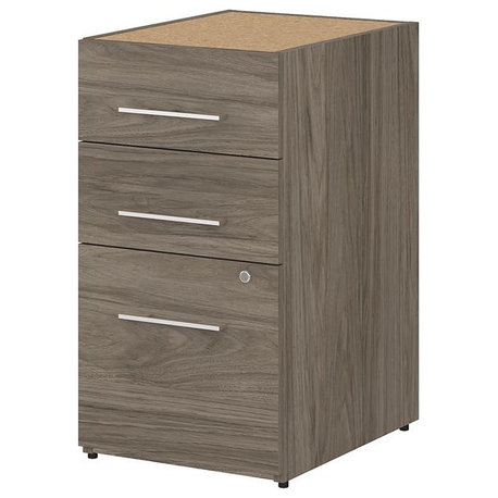 Office 500 16W 3 Drawer File Cabinet in Modern Hickory - Engineered Wood