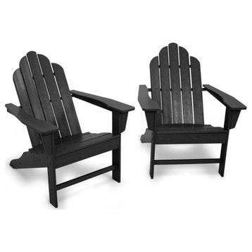 Polywood Long Island Adirondack 2-Piece Set, Black