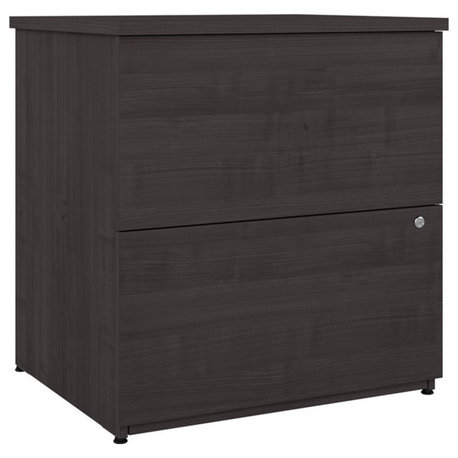 Bestar Ridgeley 2-Drawer Engineered Wood Lateral File Cabinet in Charcoal Maple