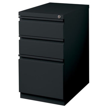 Hirsh 20-inch Deep Modern Metal Mobile Pedestal File 3-Drawer Box/File in Black