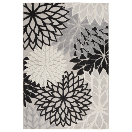 Nourison Aloha 3'6" x 5'6" Black White Tropical Area Rug