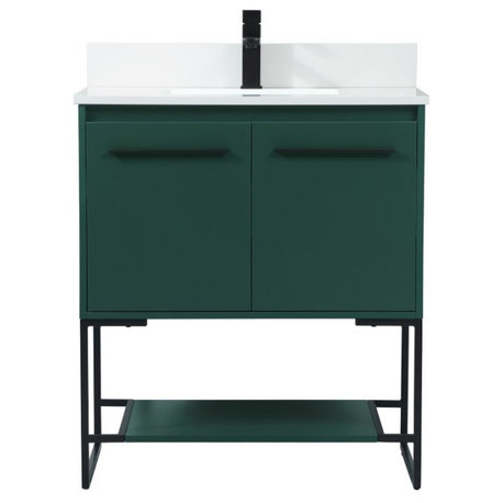 Sue 30" Single Bathroom Vanity, Green, With Backsplash