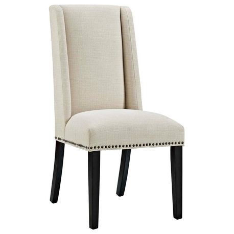 Baron Parsons Upholstered Fabric Dining Side Chair, Beige