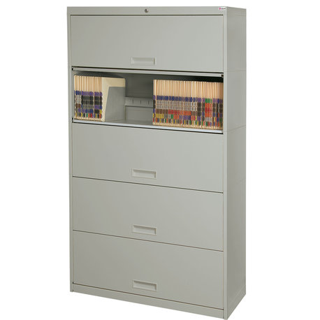 Stak-N-Lok 100 Series 5H Open Shelf, Receding Doors, 36", Letter Depth, Gray