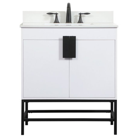 Home Living 19" Modern White-Light Bathroom Vanity