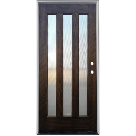 Entry Door Contemporary 3-Lite Espresso Left-Hand, 4-9/16"