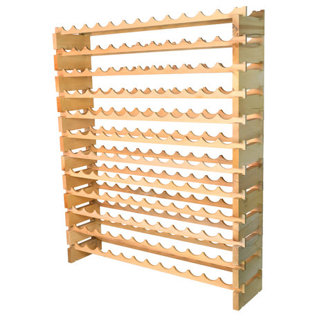 Modular Wine Rack Beechwood 48-144 Bottle Capacity 12 Bottles Across Stackable