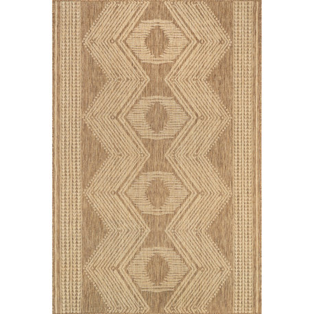 Nuloom Ranya Tribal Indoor/Outdoor Contemporary Area Rug, Light Brown 5'x8'