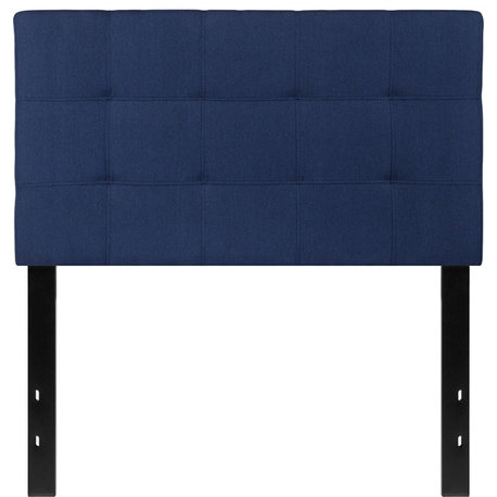 Bedford Tufted Upholstered Twin Size Headboard, Navy Fabric