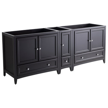 Oxford 83"-84" Double Bathroom Cabinet, Espresso, Without Top and Sinks