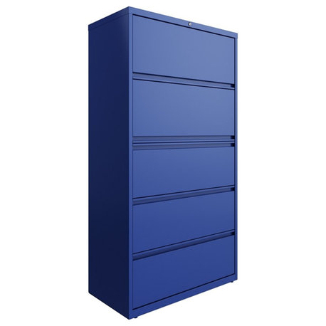 UrbanPro 36" Metal Lateral File Cabinet with 5 Drawers in Classic Blue