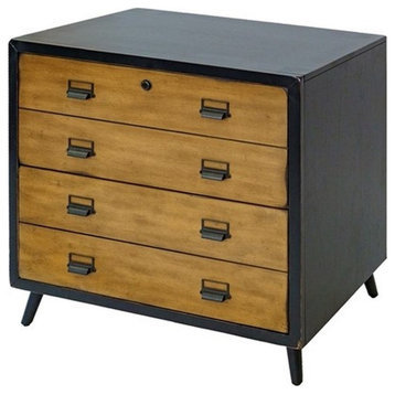 Pemberly Row 4 Drawers Lateral Black Wood Filing Cabinet Pre-assembled