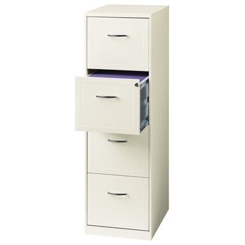 Space Solutions 18" Deep 4 Drawer Metal File Cabinet Pearl White