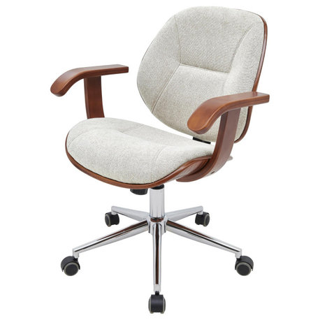 Samuel Bamboo Office Chair With Armrest, Havana Linen, Fabric