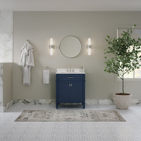 The Drew Bathroom Vanity, Navy Blue, 30", Single Sink, Freestanding