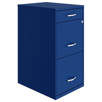 Space Solutions 18in Deep 3 Drawer Metal Organizer File Cabinet Blue