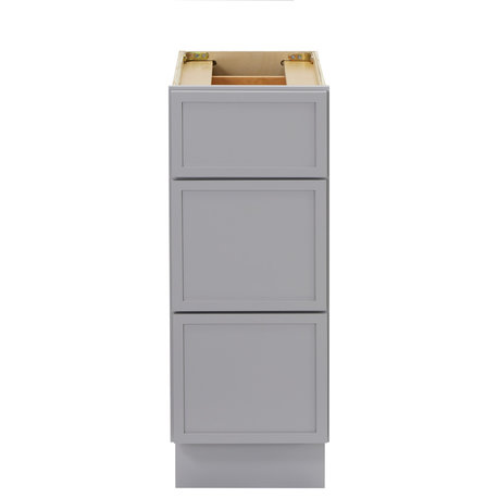 Vanity Art Birch Plywood Single Base Storage Cabinet, Gray, 12 Inch (3 Drawers)