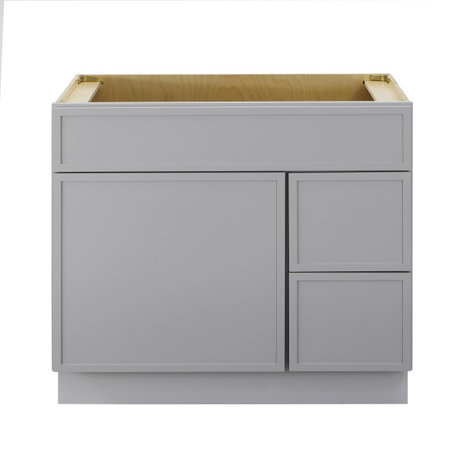 Vanity Art Birch Plywood Single Base Storage Cabinet, Gray, 36 Inch (Right Side Drawers)