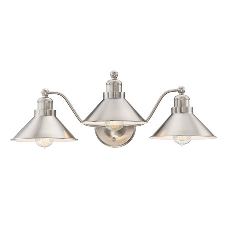 Kira Home Welton 26" Farmhouse Bathroom Light, Barn Light, Brushed Nickel