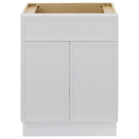 Vanity Art Birch Plywood Single Base Storage Cabinet, White, 24"