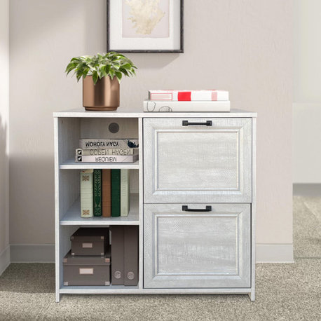 Graham 31.5" Wide 2 Drawer Modern Lateral Filing Cabinet, Light Gray