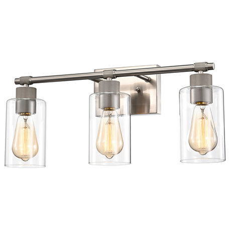 CHLOE Lighting Mercy Contemporary 3-Light Brushed Nickel Bath Vanity Fixture