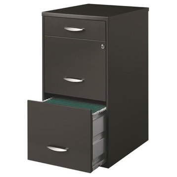 Pemberly Row 3 Drawers Vertical Charcoal Metal Filing Cabinet Pre-assembled