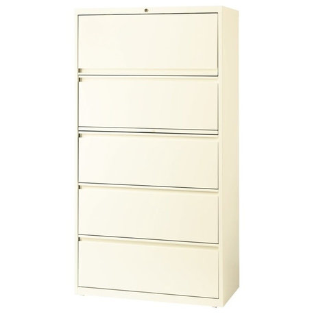 Hirsh 36-in Wide HL10000 Series Metal 5 Drawer Lateral File Cabinet Off White