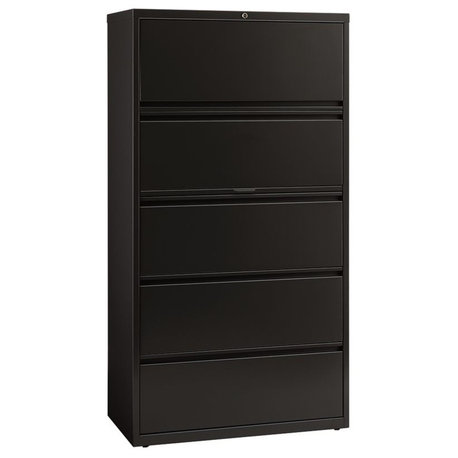 Hirsh 36-in Wide HL8000 Series Metal 5 Drawer Lateral File Cabinet Black