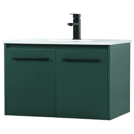 Elegant Decor Penn 30" Aluminum Alloy MDF Single Bathroom Vanity in Green