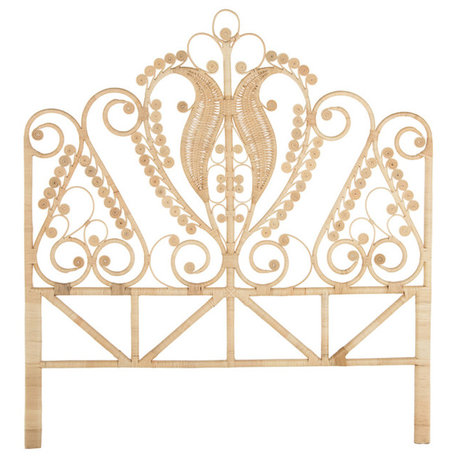 Peacock Rattan Headboard, Natural-Brown, Twin