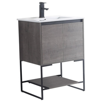 Urbania Vanity Set, Gray, 24", Single Sink