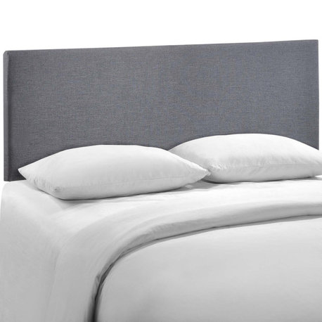 Region Queen Upholstered Fabric Headboard, Smoke