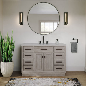 The Cyrus Bathroom Vanity, Gray Oak, 48", Single Sink, Freestanding