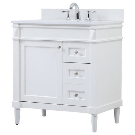 Elegant Decor Bennett 32" MDF Single Bathroom Vanity with Backsplash in White