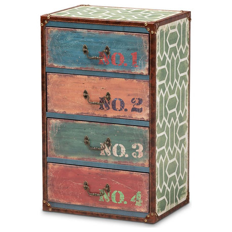 Baxton Studio Amandine Multicolor Finished Wood 4-Drawer Accent Storage Chest