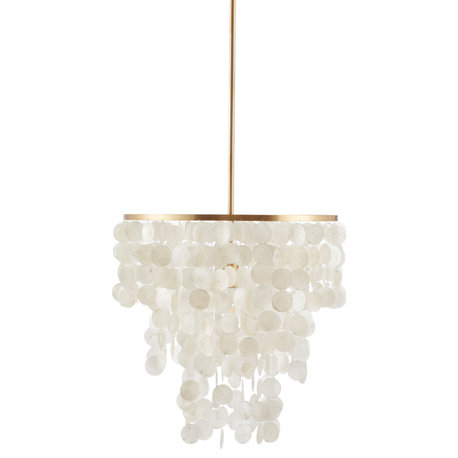 Urban Habitat Isla Layered Capiz Chandelier White Shells, Gold Base Finish