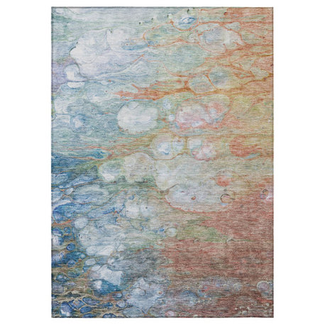 Machine Washable Indoor/Outdoor Chantille ACN698 Coral 8' x 10' Rug