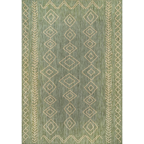 Nuloom Serna Moroccan Indoor/Outdoor Area Rug, Sage Green 5'3"x7'6"