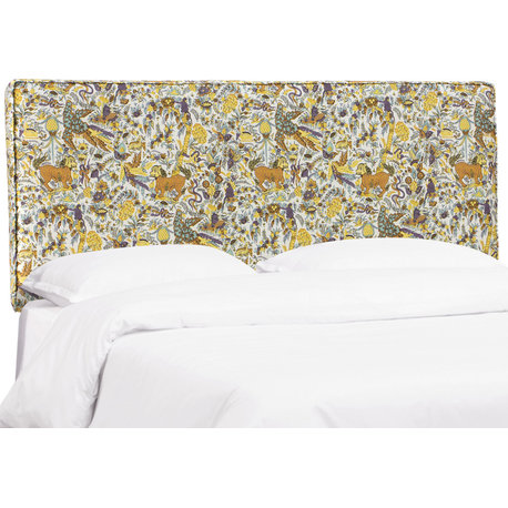 Phoebe Box Seam Headboard, Bali Lion Ochre, California King