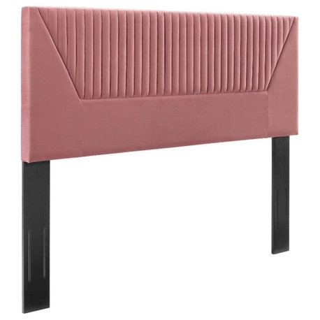 Modway Patience Channel Tufted Velvet King/California King Headboard in Pink