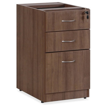 Lorell Essentials Walnut Box/Box/File Fixed Pedestal, 15.5"x21.9"x28.5"