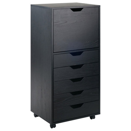 Winsome Halifax 5-Drawer Tall Door Contemporary Wood Storage Cabinet in Black