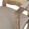 Biorn French Country Upholstered Dining Armchair, Beige + Natural, Set of 2