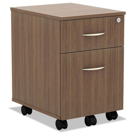 Alera Valencia Series Mobile Box/File Pedestal, Modern Walnut